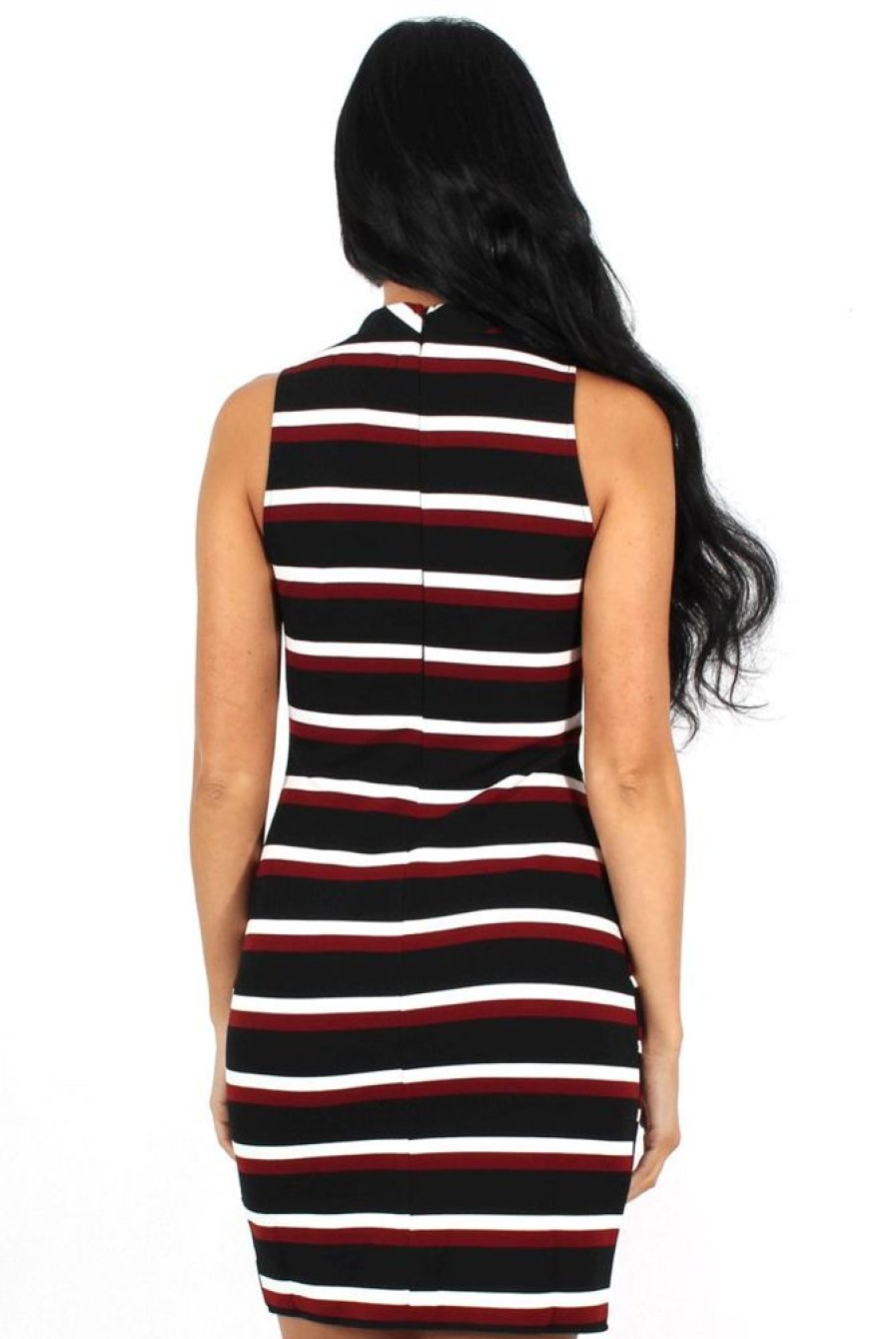 Clothing Rebellious Fashion | Laurel Black Striped Sleeveless Dress