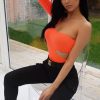 Clothing Rebellious Fashion | Neon Coral One Sleeve Cut Out Bodysuit - Lyana