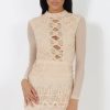 Clothing Rebellious Fashion | Nude Open Mesh Bodycon Dress - Ida