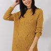 Clothing Rebellious Fashion | Mustard Knitted Distressed Back Jumper Dress - Cara