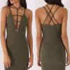 Clothing Rebellious Fashion | Khaki Front Harness Bodycon Dress - Nella