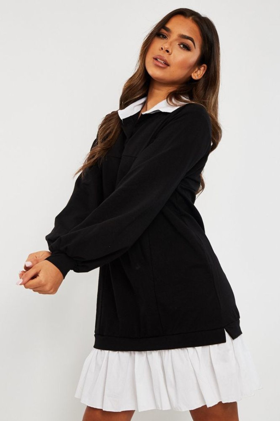 Clothing Rebellious Fashion | Black Oversized Jumper Shirt Dress - Islah