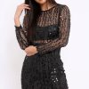 Clothing Rebellious Fashion | Black Sheer Sequin Dress - Aaima