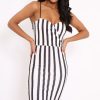 Clothing Rebellious Fashion | Stripe Wrap Front Bodycon Dress - Tiniqua