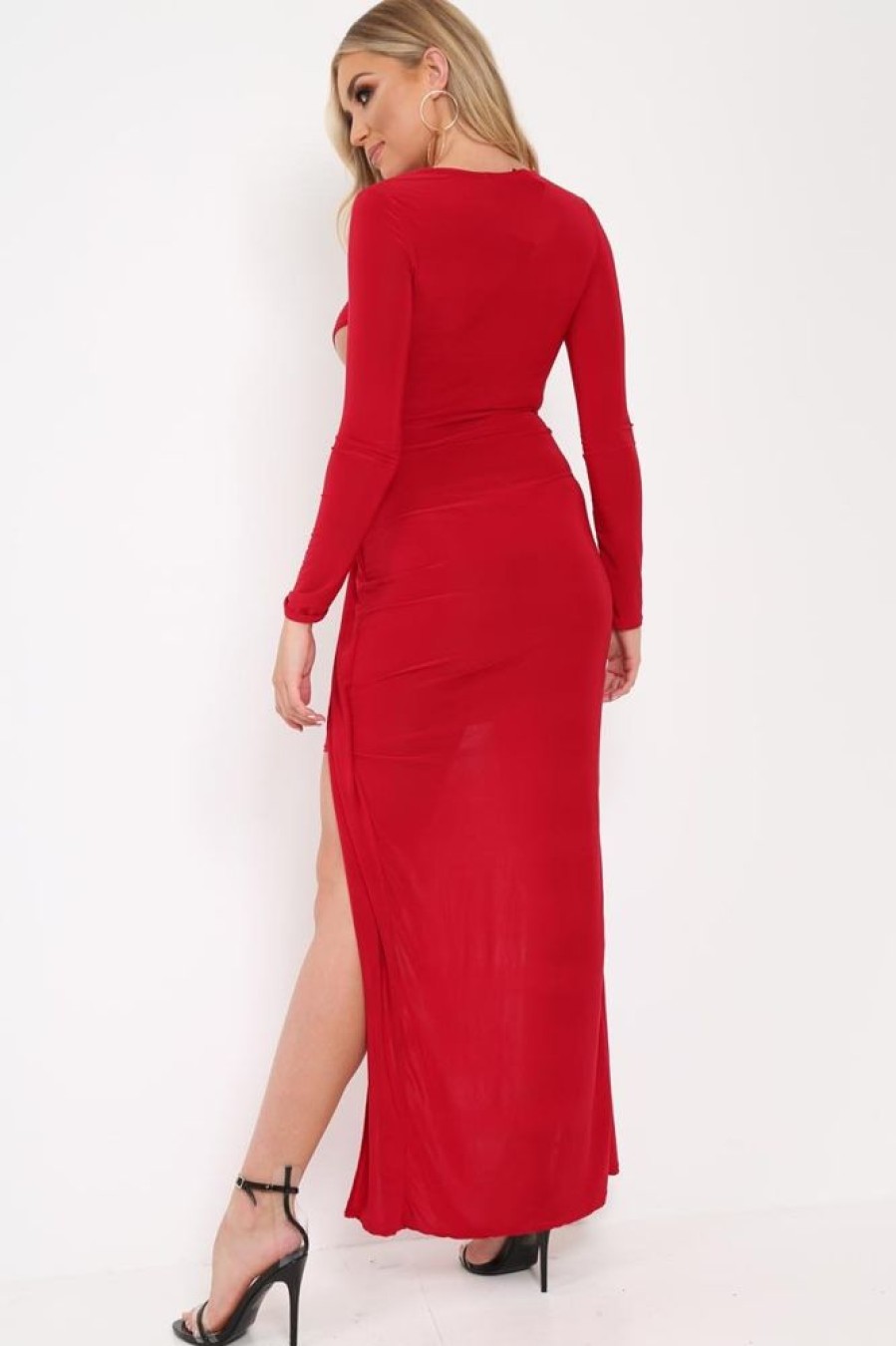 Clothing Rebellious Fashion | Red Cross Over Cut Out Asymmetrical Hem Dress - Faythe