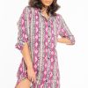 Clothing Rebellious Fashion | Fuchsia Snake Print Oversized Shirt Dress - Joselynn