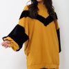 Clothing Rebellious Fashion | Mustard Chevron Fur Jumper Dress - Esme