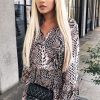 Clothing Rebellious Fashion | Nude Snake Print Plunge Flute Sleeve Shift Dress - Olesya