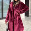 Clothing Rebellious Fashion | Berry Mid Length Faux Fur Coat - North