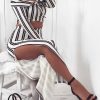 Clothing Rebellious Fashion | White Stripe Bardot Ruffle Top And Trouser Set - Inas