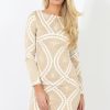 Clothing Rebellious Fashion | Beige Long Sleeve Bodycon Dress - Trudy