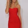 Clothing Rebellious Fashion | Red Bandage Bandeau Mini Dress - Cherise