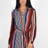 Clothing Rebellious Fashion | Lorda Wine Stripe Shirt Dress