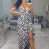 Clothing Rebellious Fashion | Leopard Split Front Ruffle Hem Maxi Dress - Kaela