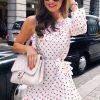 Clothing Rebellious Fashion | White And Red Polka Dot One Shoulder Frill Dress - Zyann