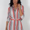 Clothing Rebellious Fashion | Linn Orange D Ring Belted Shirt Dress