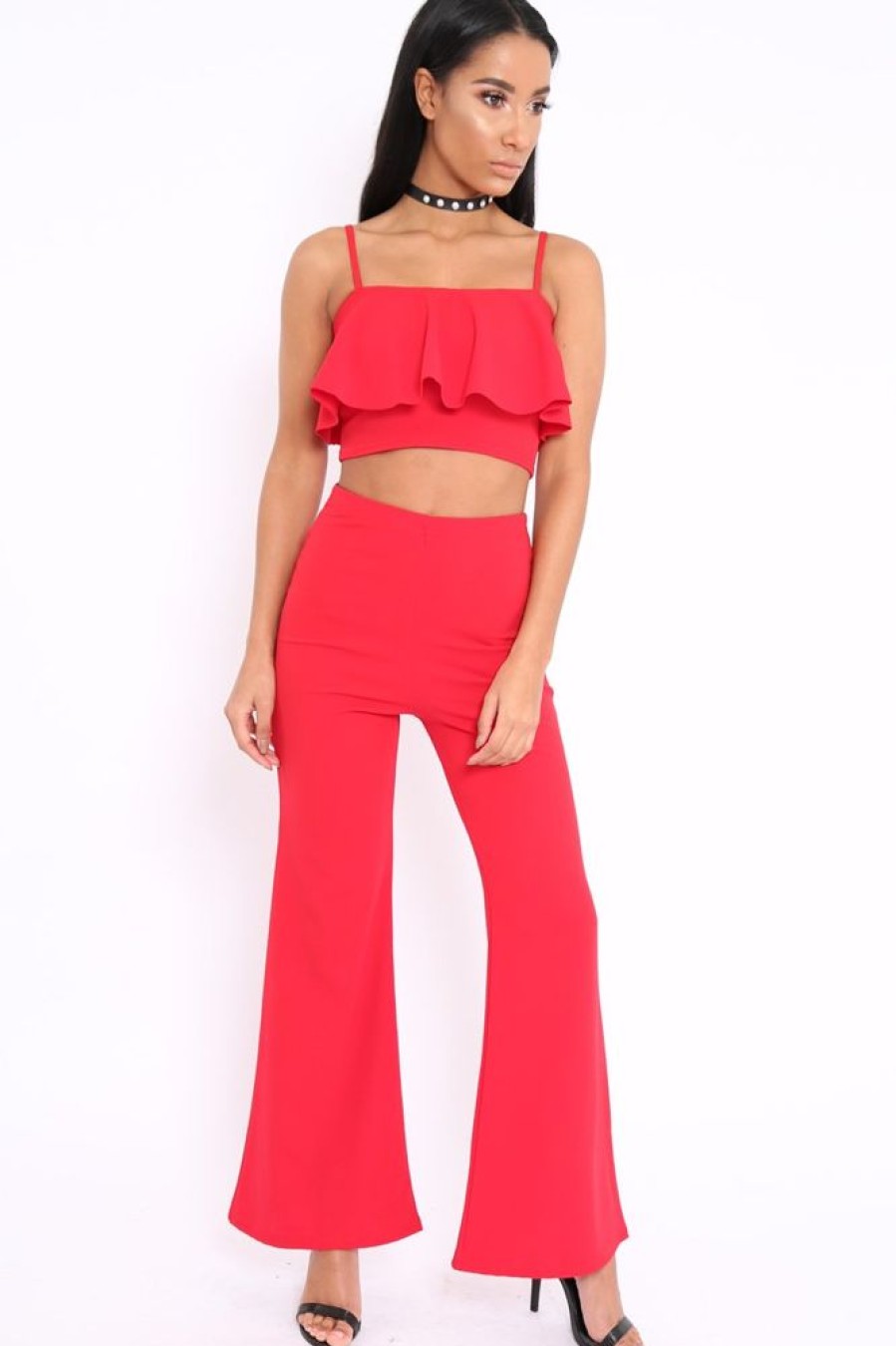 Clothing Rebellious Fashion | Red Cami Trouser Two Piece Set - Roselle