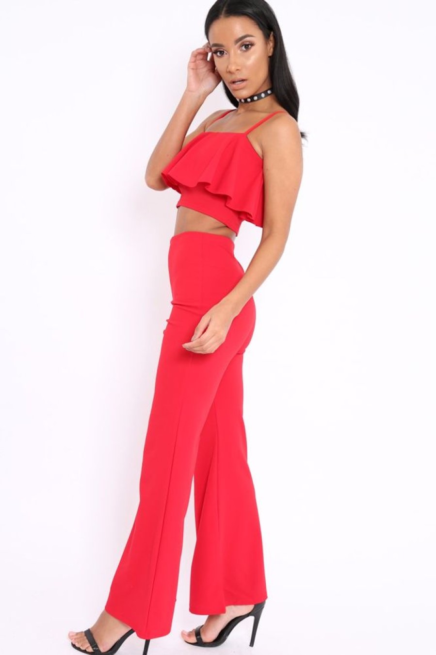 Clothing Rebellious Fashion | Red Cami Trouser Two Piece Set - Roselle