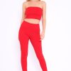 Clothing Rebellious Fashion | Red Bandeau Top And Leggings Co-Ord - Kristina