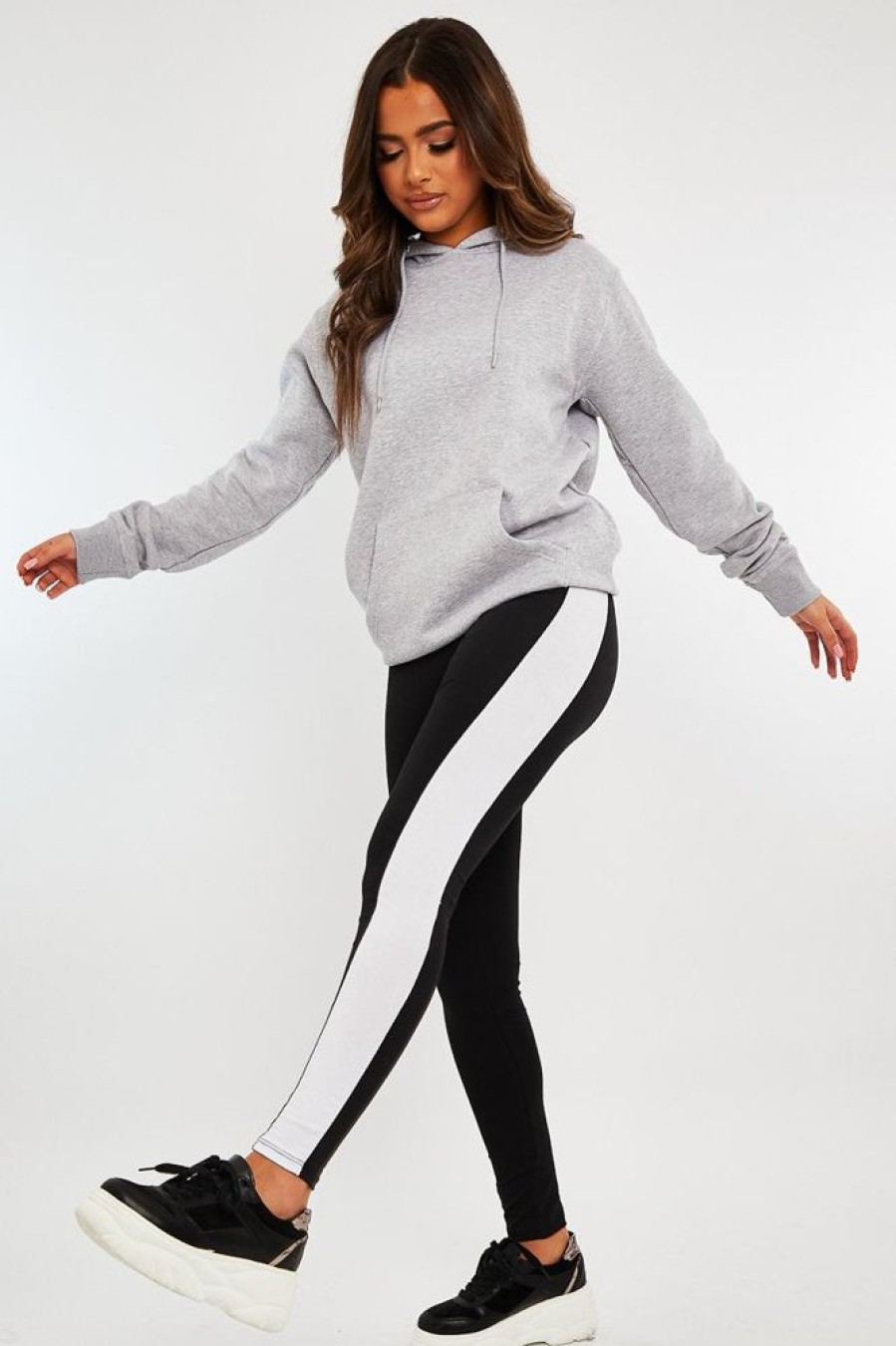 Clothing Rebellious Fashion | Black White Side Stripe Leggings - Cairo