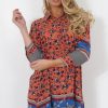 Clothing Rebellious Fashion | Sissi Coral Floral Shirt Dress