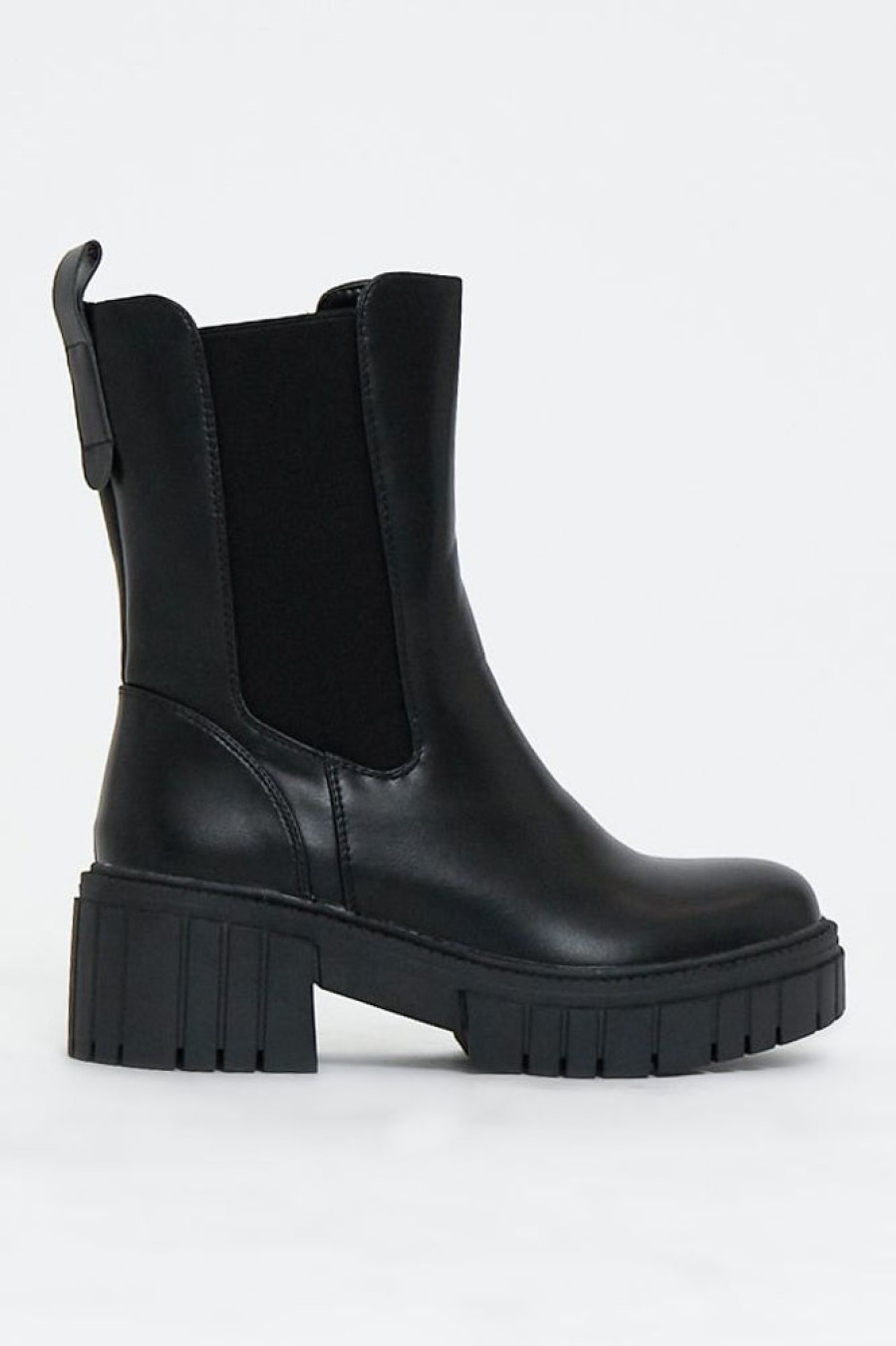 Shoes Rebellious Fashion | Black Chunky Sole Heeled Boots - Giyanna