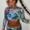 Clothing Rebellious Fashion | Multi Zebra Print Crop Top & Micro Mini Skirt Set - Emery