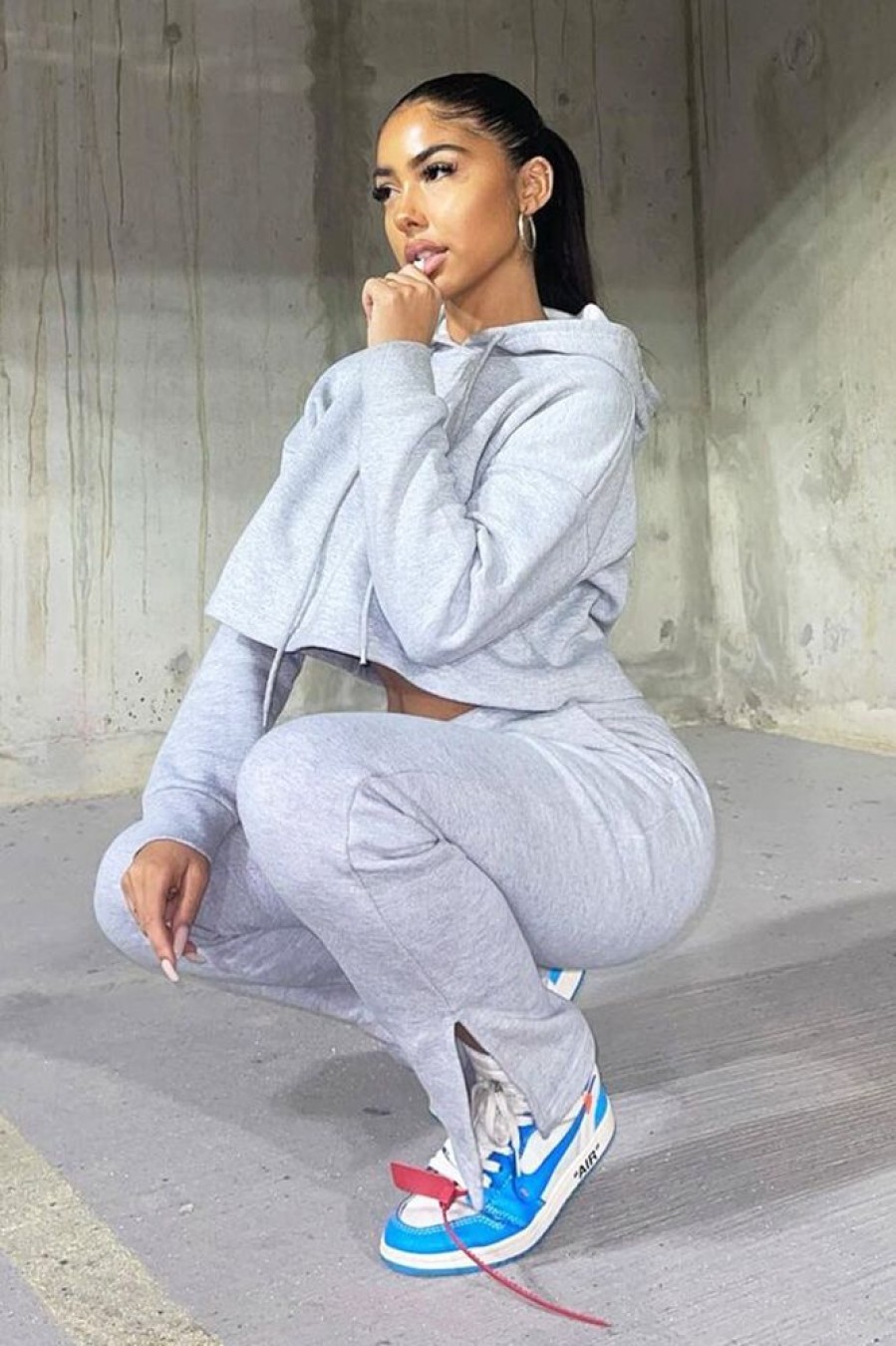 Clothing Rebellious Fashion | Grey Box Fit Cropped Hoodie - Neala