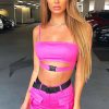 Clothing Rebellious Fashion | Pink Utility Pocket Crop Top And Shorts Co-Ord - Juri