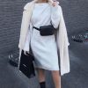 Clothing Rebellious Fashion | Cream Chunky Knit Slash Neck Jumper Dress - Hessie