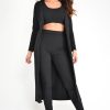 Clothing Rebellious Fashion | Black Rib Crop Top Leggings Co-Ord - Elenah