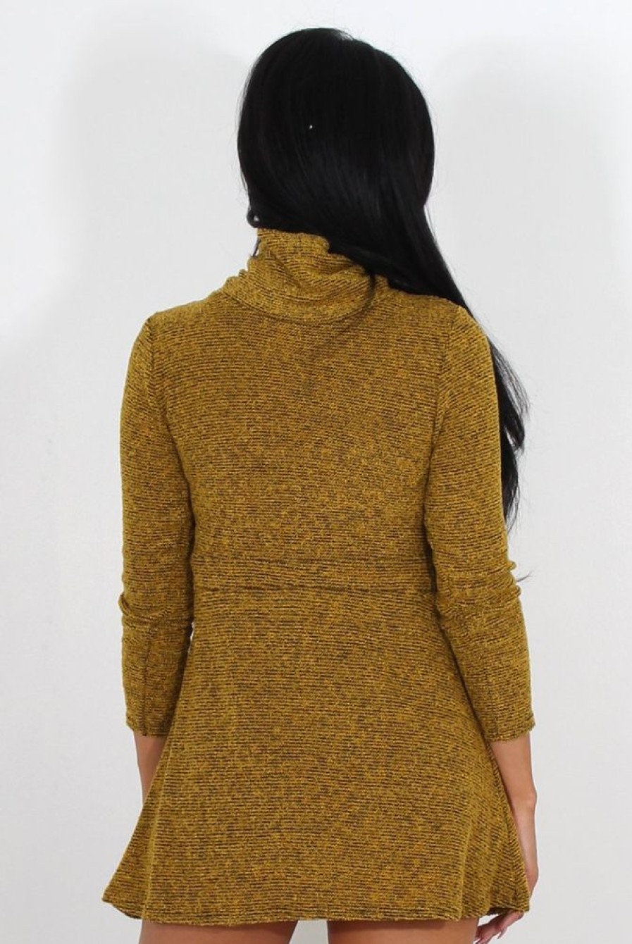 Clothing Rebellious Fashion | Poppie Mustard Cowl Neck Dress