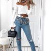 Clothing Rebellious Fashion | White Shirred Wrap Over Bardot Crop Top - Zuri