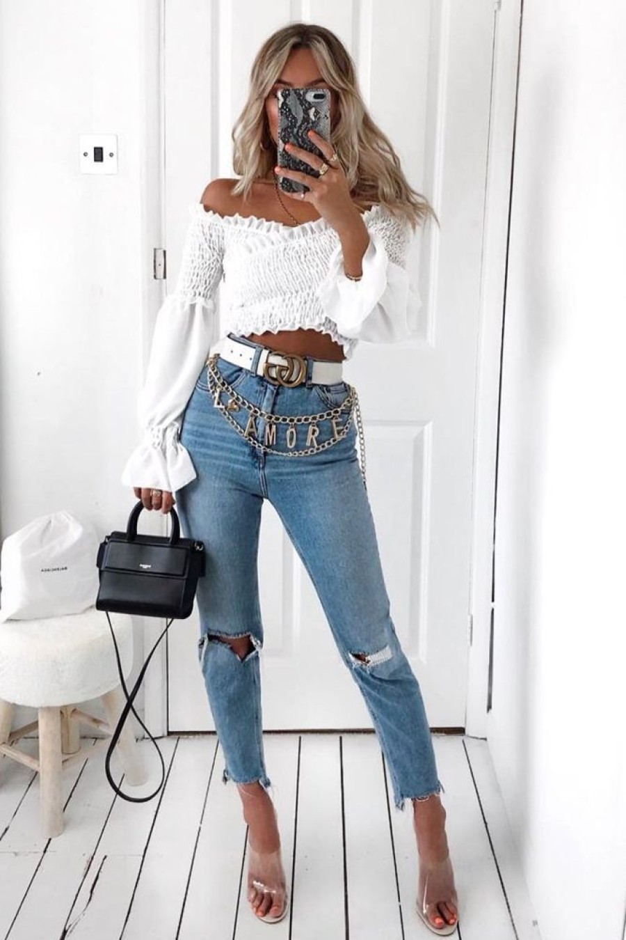 Clothing Rebellious Fashion | White Shirred Wrap Over Bardot Crop Top - Zuri