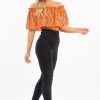 Clothing Rebellious Fashion | Orange Chain Print Bardot Bodysuit - Peeta