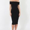 Clothing Rebellious Fashion | Black Choker Bardot Bodycon Dress - Thea