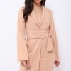 Clothing Rebellious Fashion | Nude Blazer Dress With Ring Belt Detail - Emilie