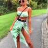 Clothing Rebellious Fashion | Green Tie Dye Midi Skirt And Crop Top Co-Ord - Lisa