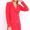 Clothing Rebellious Fashion | Red Blazer Dress - Maura