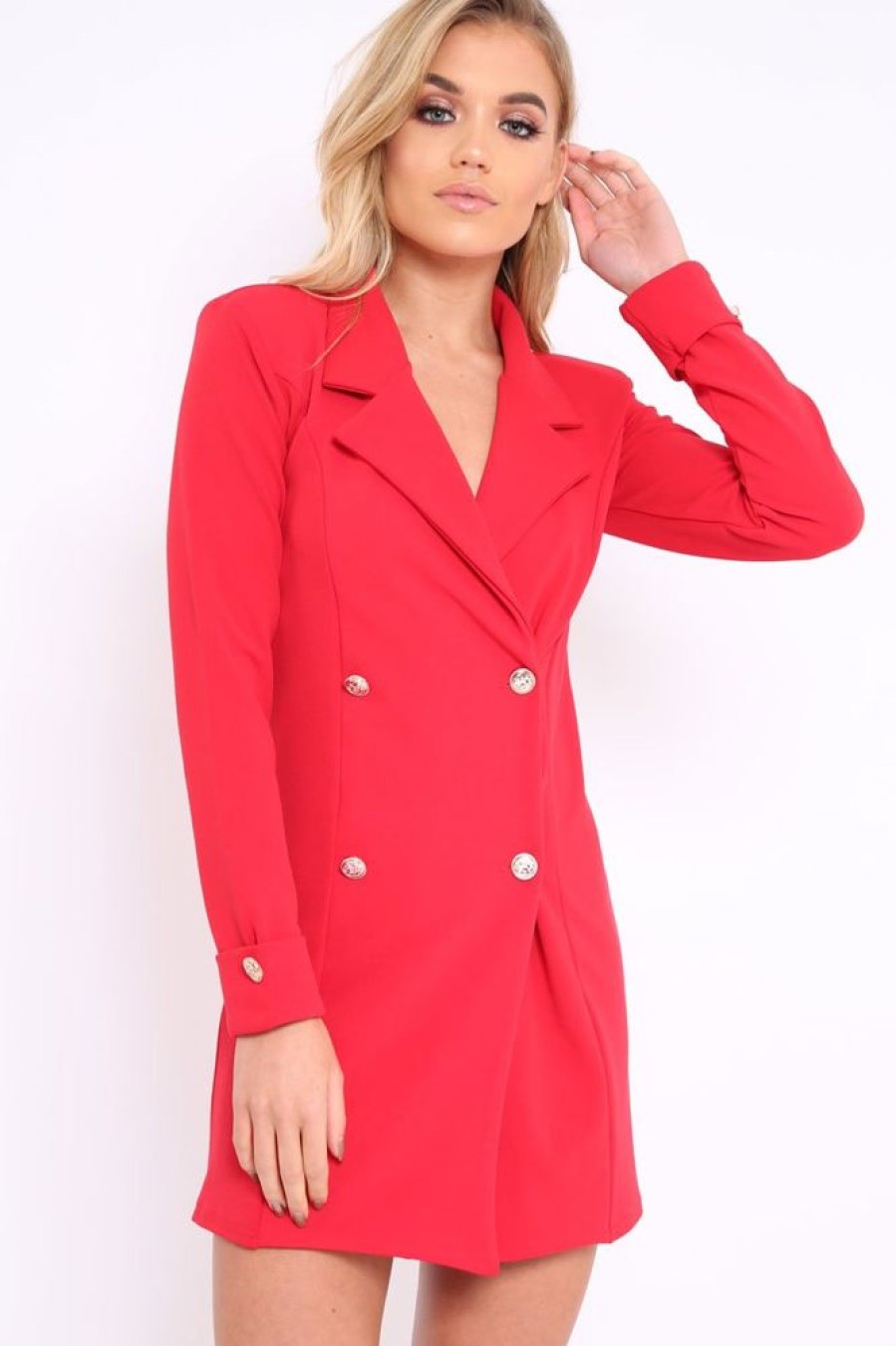 Clothing Rebellious Fashion | Red Blazer Dress - Maura