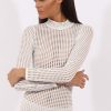 Clothing Rebellious Fashion | White Mesh Airtex Long Sleeve Bodysuit - Halley