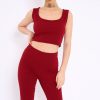 Clothing Rebellious Fashion | Wine Cropped Top And Leggings Co-Ords - Remini