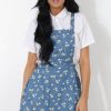 Clothing Rebellious Fashion | Dark Blue Floral Print Pinafore-Claudeen