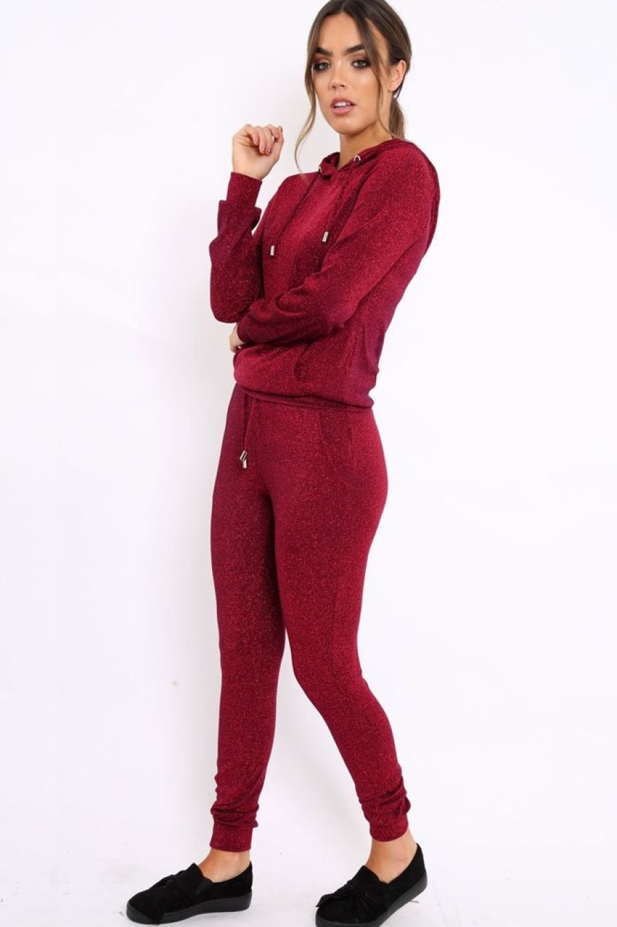 Clothing Rebellious Fashion | Wine Metallic Tracksuit - Sinead