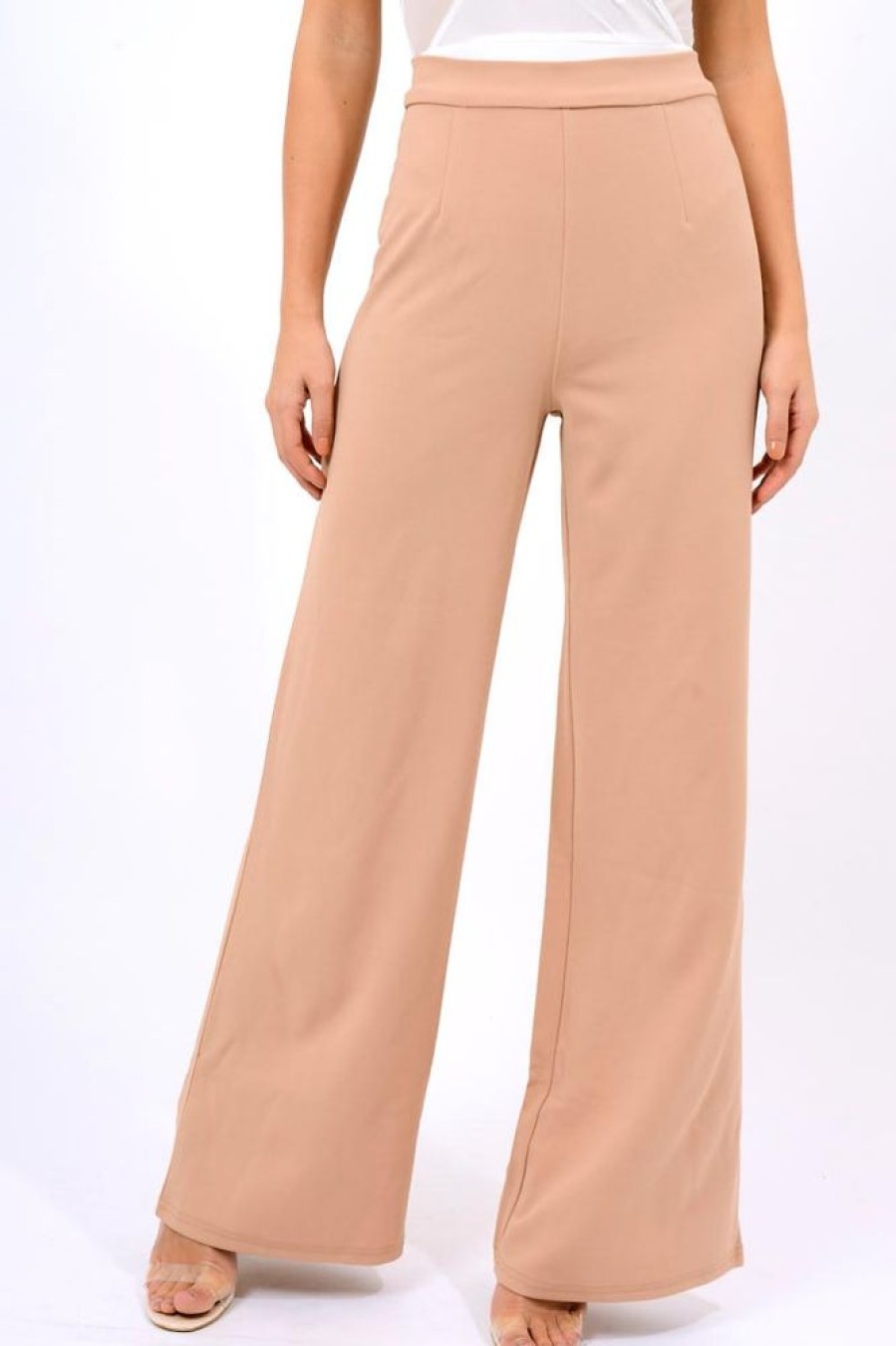 Clothing Rebellious Fashion | Camel High Waist Flare Trousers -Tisha