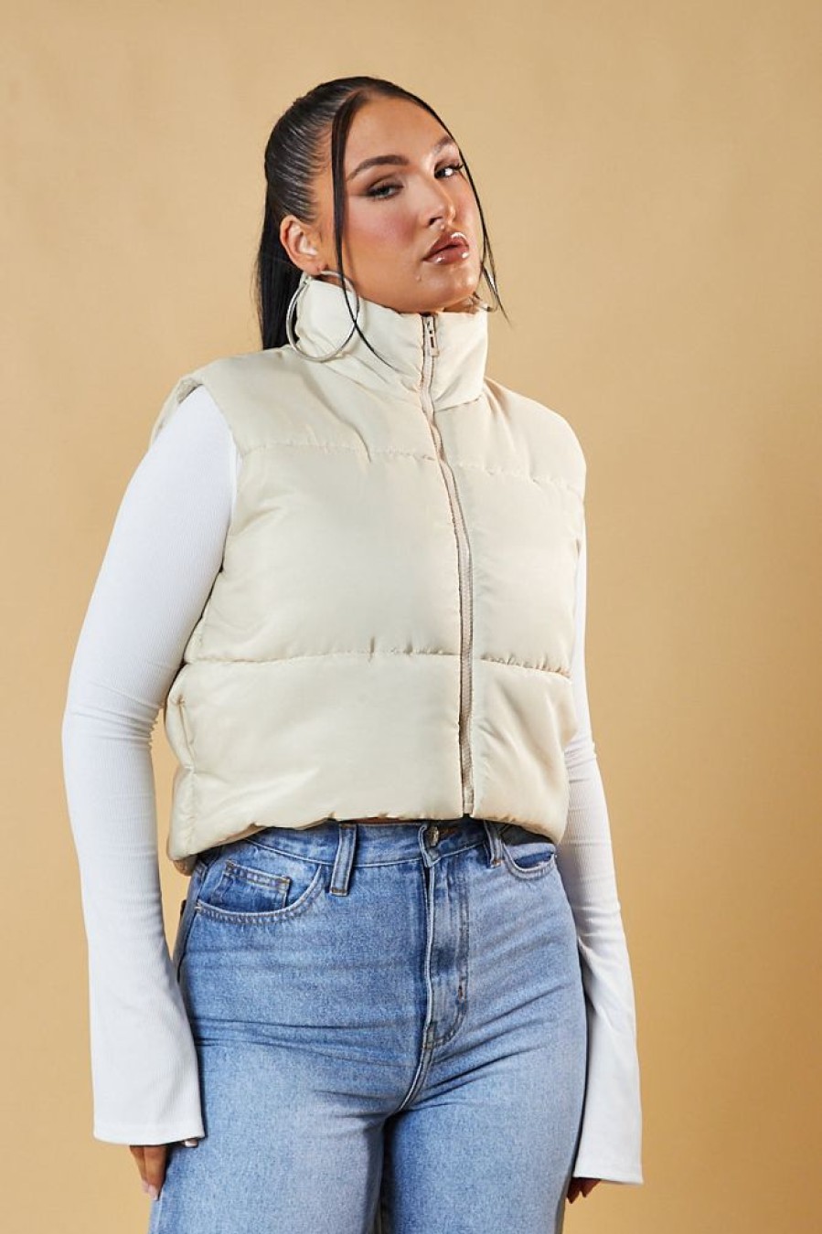 Clothing Rebellious Fashion | Stone Cropped Puffer Gilet - Zura