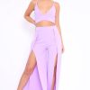 Clothing Rebellious Fashion | Lilac Bralet And Split Front Wide Trousers Co-Ord - Alesana