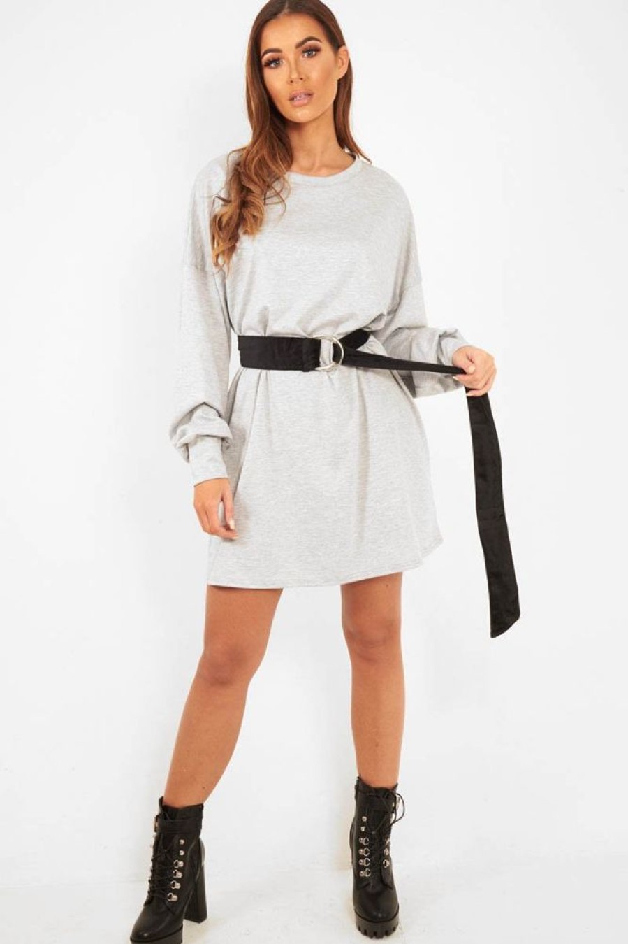 Clothing Rebellious Fashion | Grey Oversized Jumper Dress - Oaklee