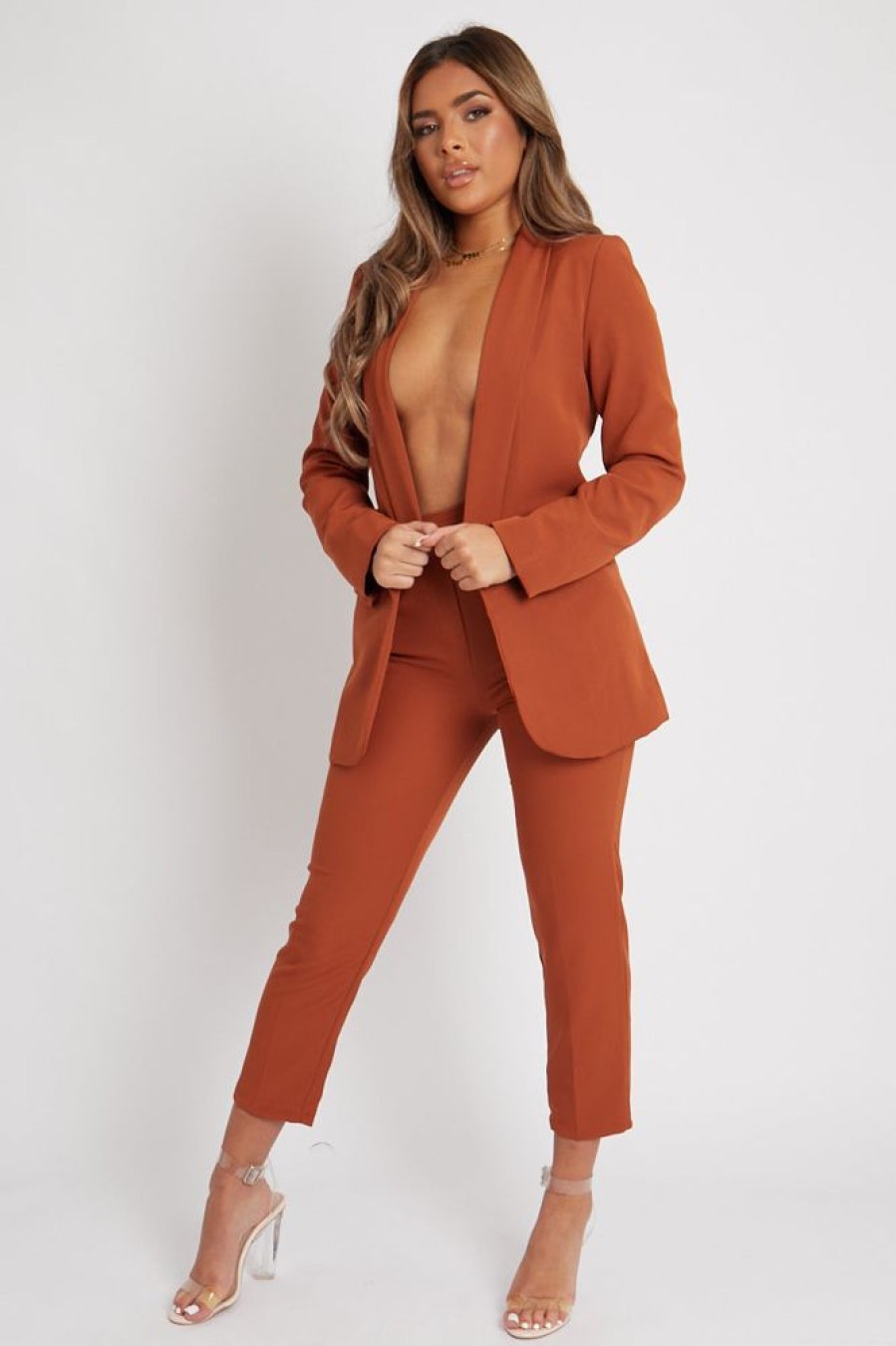 Clothing Rebellious Fashion | Tan Tailored Blazer And Trouser Set - Raea