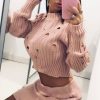 Clothing Rebellious Fashion | Pink Distressed Cable Knit Co-Ord - Dayla